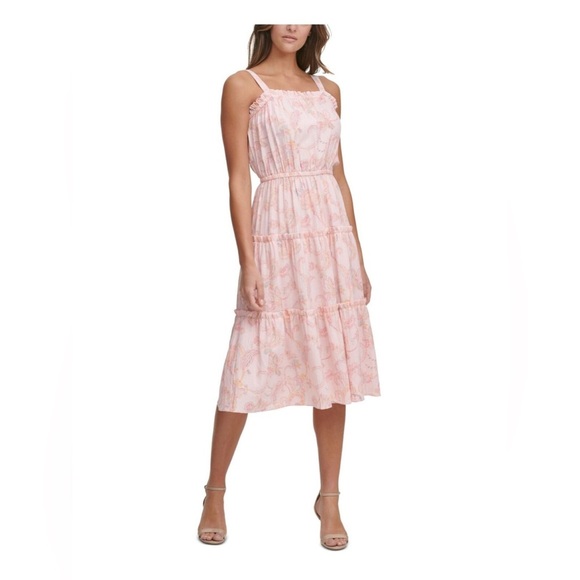 Tommy Hilfiger Womens Marlo Pink Paisley Calf Daytime Midi Dress NWT size 6 - Picture 1 of 11